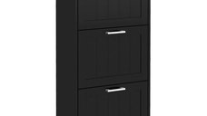 HOMCOM dulap pantofi cu 3 sertare rabatabile, pentru 15 perechi, 54 x 24 x 117,5 cm, negru