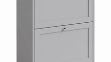 HOMCOM dulap pentru pantofi, pana la 12 perechi, cu 2 sertare rabatabile si rafturi reglabile, 60 x 23,5 x 80 cm, gri