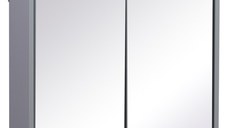 HomCom Dulapior de Baie de Perete cu Usa Dubla din Sticla cu Raft Reglabil, Gri,48x14.5x45cm