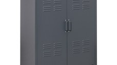 HOMCOM Dulapior Multifunctional cu 2 Usi Stil Industrial, Dulapior Metalic pentru Casa si Garaj - Gri
