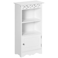 Homcom Dulapior pentru Baie din Lemn, Decor Floral Sculptat, Mobilier pentru baie Alb | AOSOM RO - 1