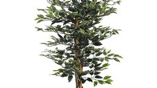 HOMCOM Ficus artificial in ghiveci cu 702 frunze multicolore, Plante artificiale pentru interior si exterior, 130 cm | AOSOM RO