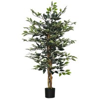 HOMCOM Ficus artificial in ghiveci cu 702 frunze multicolore, Plante artificiale pentru interior si exterior, 130 cm | AOSOM RO - 1