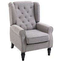HOMCOM Fotoliu Chesterfield, Tesatura Detașabilă, Confortabil, Gri, 74x86x102cm | Aosom Romania - 1