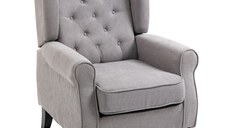 HOMCOM Fotoliu Chesterfield, Tesatura Detașabilă, Confortabil, Gri, 74x86x102cm | Aosom Romania