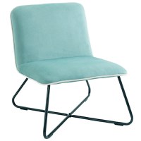 HOMCOM Fotoliu din Catifea Stil Nordic fara Cotiere, Scaun fotoliu de Camera cu Baza metalica Incrucisata, 55x69x68cm, Verde - 1