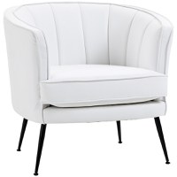 HOMCOM Fotoliu modern din piele artificiala cu picioare de otel, scaun decorativ tapitat, pentru sufragerie | AOSOM RO - 1