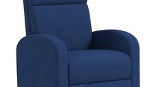 HOMCOM Fotoliu Reclinabil Manual cu Suport pentru Picioare 160° - Albastru, Ergonomic si Tapițat