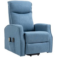 HOMCOM Fotoliu RECLINER cu 8 puncte de masaj, RABATABIL la 135° cu suport pentru picioare, 74,5x87,5x110cm, albastru | AOSOM RO - 1