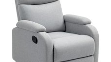 HOMCOM Fotoliu Recliner din In cu Suport pentru Picioare Reglabil, 69x91,5x103 cm, Gri | Aosom Romania