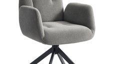 HOMCOM Fotoliu Rotativ Tapitat, Design Modern, Capacitate 120 kg, Gri Inchis | Aosom Romania
