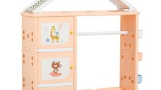 HOMCOM HOMCOM Dulap pentru Camera Copiilor, Mobila pentru Jucarii cu Containere si Cuier pentru Haine in PE portocaliu, 128x34x155cm