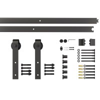 HOMCOM kit montat usi glisante, 200x4x0.6cm, negru | Aosom Romania - 1