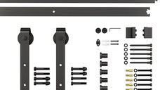 HOMCOM kit montat usi glisante, 200x4x0.6cm, negru | Aosom Romania