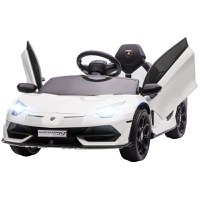 HOMCOM Lamborghini Aventador cu Licenta, Masinuta Electrica pentru Copii cu Usi Fluture, Transport Usor, Telecomanda, Muzica, Claxon de 3-5 ani,Alb - 1