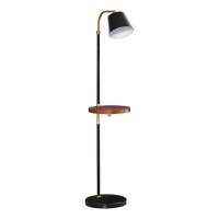 HomCom lampa de podea cu etajera, 43x29x160 cm, negru | AOSOM RO - 1