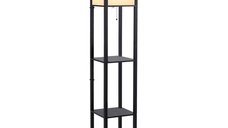 HOMCOM Lampa de Podea cu Rafturi pentru Carti, Design Modern, 3 Rafturi, Cablu Metalic, Dimensiuni 26x26x160cm, Negru-Alb | Aosom Romania