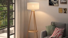 HomCom lampa din lemn, intrerupator pedala, inaltime 154cm | AOSOM RO