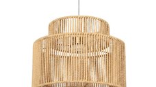 HOMCOM Lampa Suspendata cu Abajur in 3 Trepte, Metal si Sfoara de Canepa, Maro Deschis | Aosom Romania