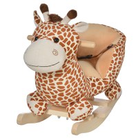 HomCom leagan din lemn, balansoar pentru copii in forma de girafa, jucarii pentru copii 60x33x45 cm | AOSOM RO - 1