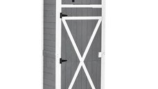 HOMCOM Magazie pentru gradina pentru scule din lemn de brad cu raft detasabil, 78x52.5x182 cm, gri | AOSOM RO