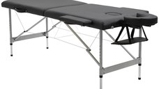HOMCOM Masa de masaj portabila si pliabila din aluminiu si PU cu inaltime reglabila si scaun captusit | AOSOM RO