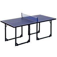 HOMCOM Masa de Ping Pong Pliabila cu Plasa din Otel si MDF, 182x91x76cm - Albastru | Aosom Ro - 1