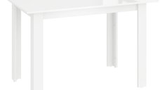 HOMCOM Masa Extensibila pentru 4-6 Persoane, Alb Lucios, 120-160x80x78 cm