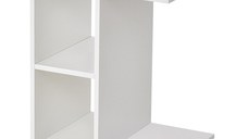 HOMCOM Masa Livingroom cu 2 rafturi deschise si 4 roti pivotante, PAL, 45x35x58cm, alb