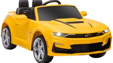 HOMCOM Masina Chevy Camaro cu licenta 12V, alimentata cu baterii, telecomanda, masina electrica pentru copii, motor dublu, galben | AOSOM RO