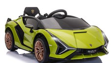 HOMCOM Masina electrica pentru copii 12V Lamborghini cu faruri si muzica, telecomanda si viteza 3-8 km/h, 108x62x40cm, Verde