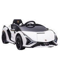 HOMCOM Mașină Electrică pentru Copii 3-5ani, Mașinuță Electrică Lamborghini cu Faruri, Muzică și Telecomandă, 108x62x40cm, Alb | Aosom Romania - 1