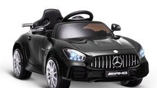 HOMCOM Masinuta pentru copii electrică de 12V cu licenta Mercedes Benz, viteză 3-5km/ora, telecomandă, lumini și sunete, culoare Negru