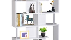 Homcom Mobilier cu Rafturi Librarie 5 Niveluri in Lemn, Alb, 120x28.6x160cm