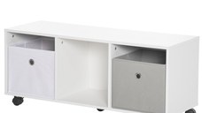 HomCom mobilier depozitare jucarii, 90x30x37.9cm alb | AOSOM RO