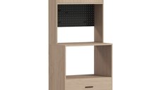 HOMCOM Mobilier pentru Cuptor cu Microunde - Bufet cu 2 Sertare, 2 Uși, Blat de Lucru si Poliță Reglabilă, Lemn Natural | Aosom Romania