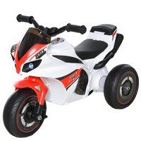 HOMCOM Motocicleta cu trei roti pentru copii 18-36 luni, cu muzica, far, fara pedale, din PP, metal, alb rosu - 1
