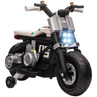 HOMCOM Motocicleta electrica cu roti de antrenament, jucarie in aer liber pentru 3-5 ani - alb | AOSOM RO - 1