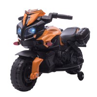 HOMCOM Motocicleta Electrica pentru Copii 18-48 Luni cu Faruri si Claxon, Viteza 3km/h, Motocicleta pentru Copii de 6V din PP si Metal, 88.5x42.5x49 cm, Portocaliu - 1