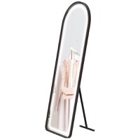 HOMCOM Oglinda mare arcuita cu lumini LED, Oglinda 152 x 50 cm, montare pe perete sau sprijinire, Oglinda mare - 1