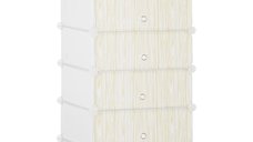 HOMCOM Organizator modular pentru incaltaminte, 6 cuburi din PP si ABS, alb, 45 x 35 x 17 cm