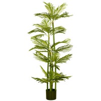 HOMCOM Planta artificiala Palmier tropical in ghiveci cu 45 de frunze, pentru interior exterior, 140 cm, Verde | AOSOM RO - 1