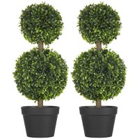 HOMCOM Plante artificiale decorative buxus taiat sferic in ghiveci, plante artificiale pentru decor de interior si exterior, 60 cm | AOSOM RO - 1