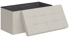 HOMCOM Pouf de Depozitare Pliabil cu Capac Capitona 76L x 38l x 38H cm Crem | Aosom Romania