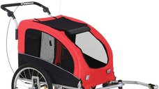 HOMCOM Remorca si Carucior pentru Bicicleta 2-in-1 pentru Animale, 155x83x108 cm, Roșu | Aosom Romania