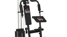 HOMCOM Sală de Gimnastică Multifuncțională cu Greutăți, Aparat de Fitness Acasă, Stivă de Greutăți 45 kg | Aosom Romania