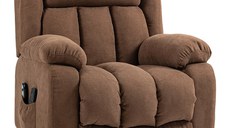 HOMCOM Scaun cu ridicare si inclinare pentru batrani, scaun cu ridicare tapitat din material rezistent pentru sufragerie cu telecomanda