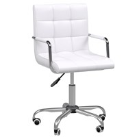 HomCom scaun de birou captusit, cu roti, reglabil, alb - 1