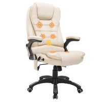 HomCom scaun de birou directorial, cu masaj, inaltime reglabila 62x68x111-121cm Bej | AOSOM RO - 1