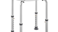 HOMCOM Scaun de Dus Antialunecare din Aluminiu si Plastic, Reglabil pe 6 Niveluri 39-52cm, Gri | Aosom Romania